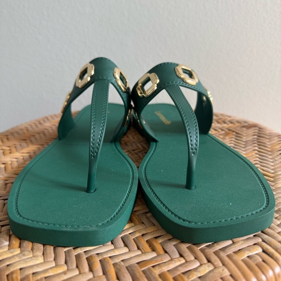Larroude Women’s Milan Grommet Thong Sandals Size 10/11 in Green - Picture 2 of 13